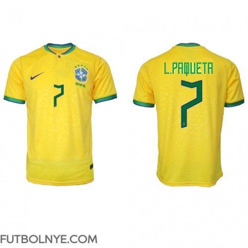 Camiseta Brasil Lucas Paqueta #7 Primera Equipación Mundial 2022 manga corta